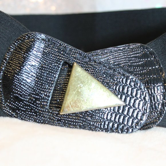 ??Vintage 80s 90s elastic leather geometric belt  24\